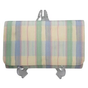 Vintage 80s Margaret‎ Smith Maine Pastel Stripe Canvas Clutch Handbag Fold Over